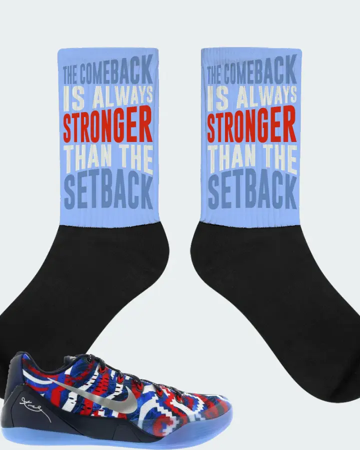 Nike Kobe 9 EM Low Sneaker Matching Carolina Blue Socks - The Comeback