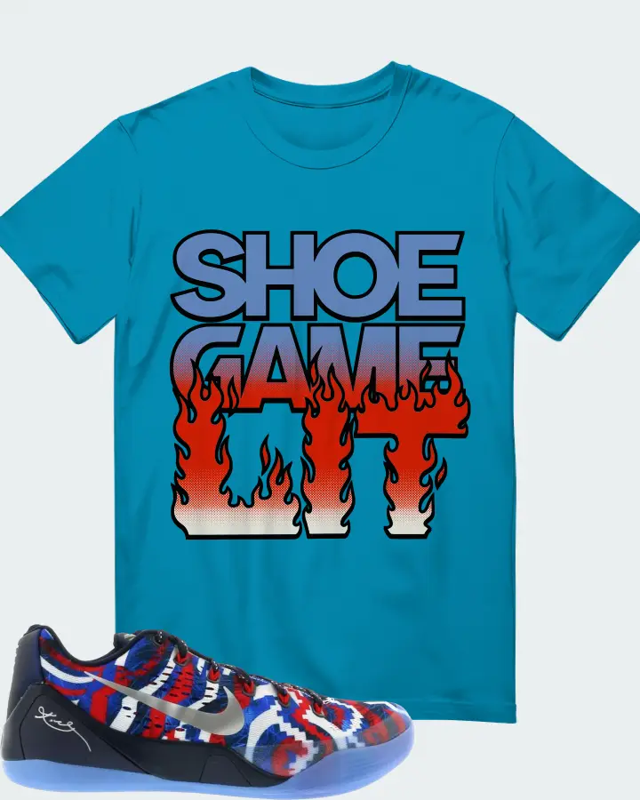 Nike Kobe 9 EM Low Sneaker Matching Aqua T-Shirt - Shoe Game Lit Refreshed