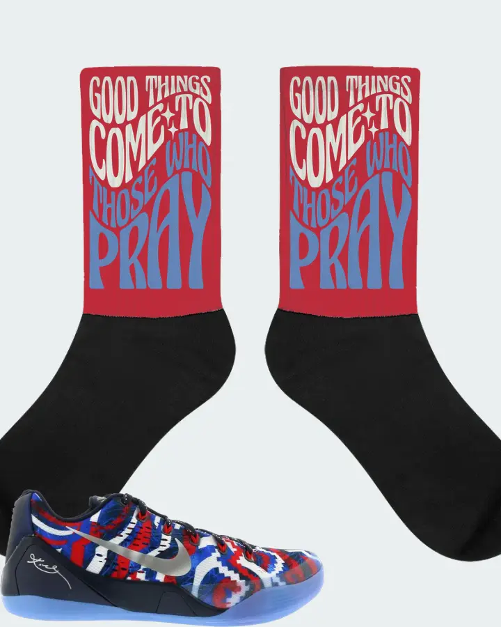 Nike Kobe 9 EM Low Sneaker Matching Red Socks - Good Things Come To Those Who Pray