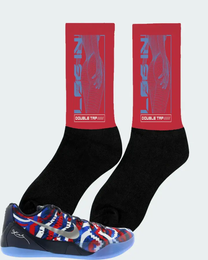 Nike Kobe 9 EM Low Sneaker Matching Red Socks (LOGIN) - View 3