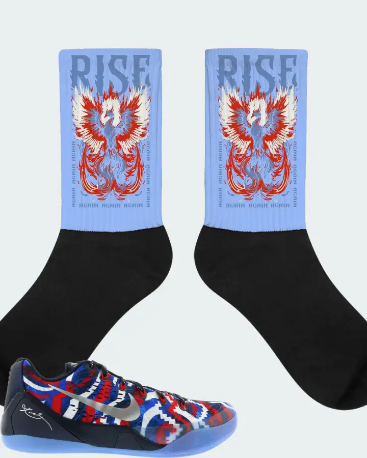 Nike Kobe 9 EM Low Sneaker Matching Carolina Blue Socks - RISE