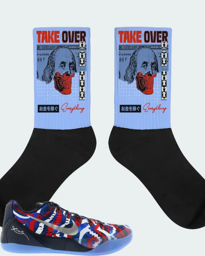 Nike Kobe 9 EM Low Sneaker Matching Carolina Blue Socks - Take Over