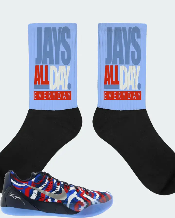 Nike Kobe 9 EM Low Sneaker Matching Carolina Blue Socks - Jays All Day
