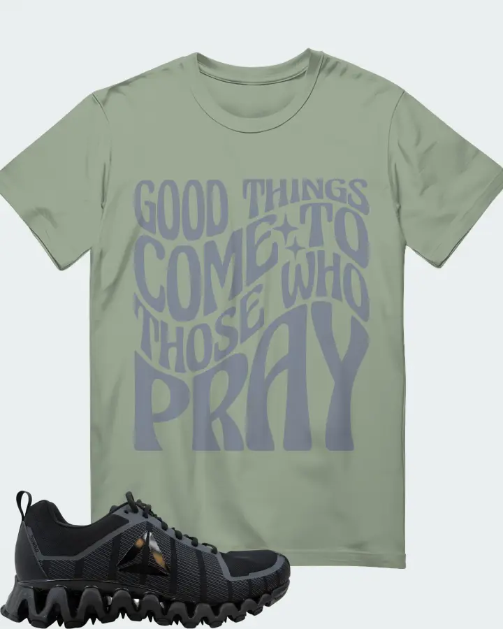 Reebok Zigwild TR 5.0 Sneaker Matching Sage T-Shirt - Good Things Come To Those Who Pray