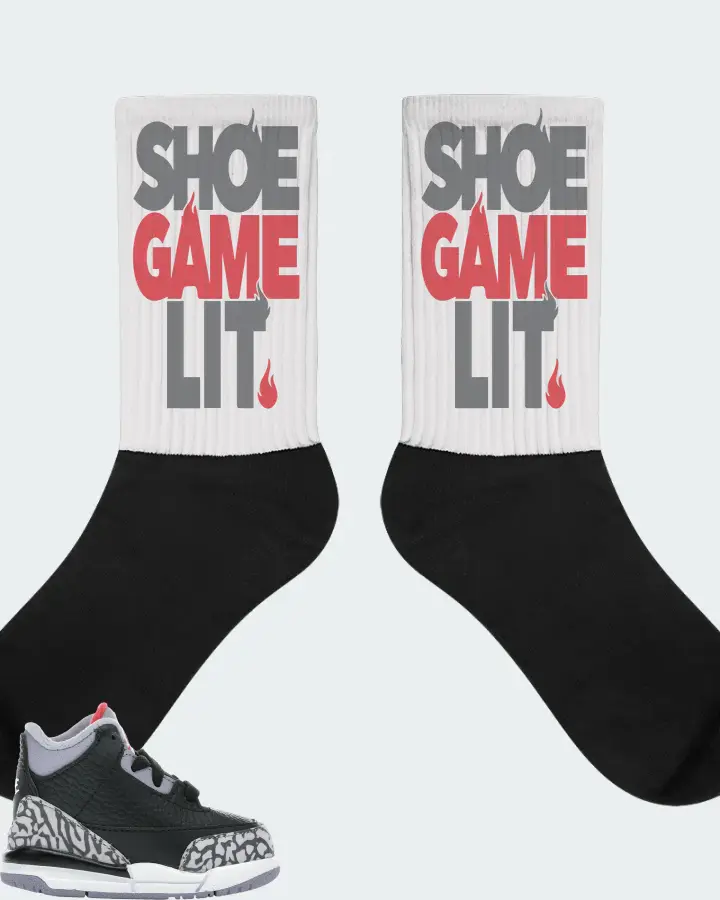 Jordan 3 Retro Sneaker Matching White Socks - Shoe Game Lit Classic