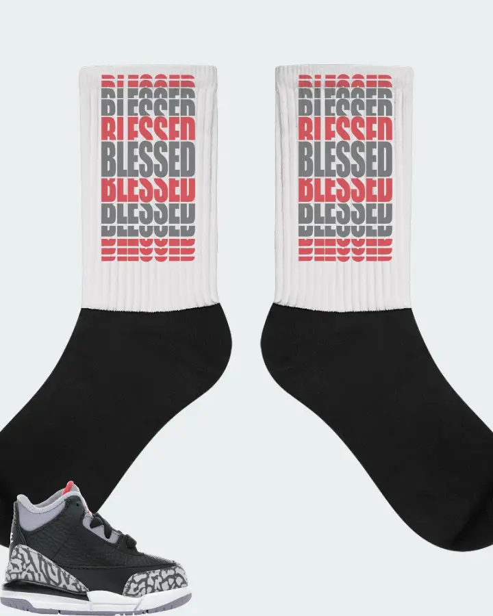 Jordan 3 Retro Sneaker Matching White Socks - BLESSED Many Times
