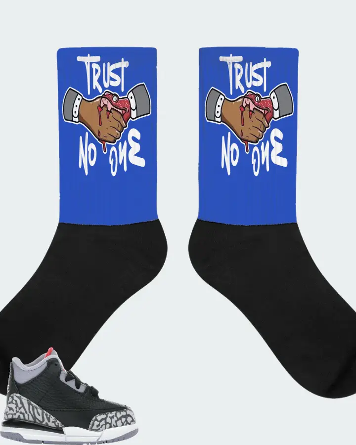 Jordan 3 Retro Sneaker Matching Royal Blue Socks - Trust No One
