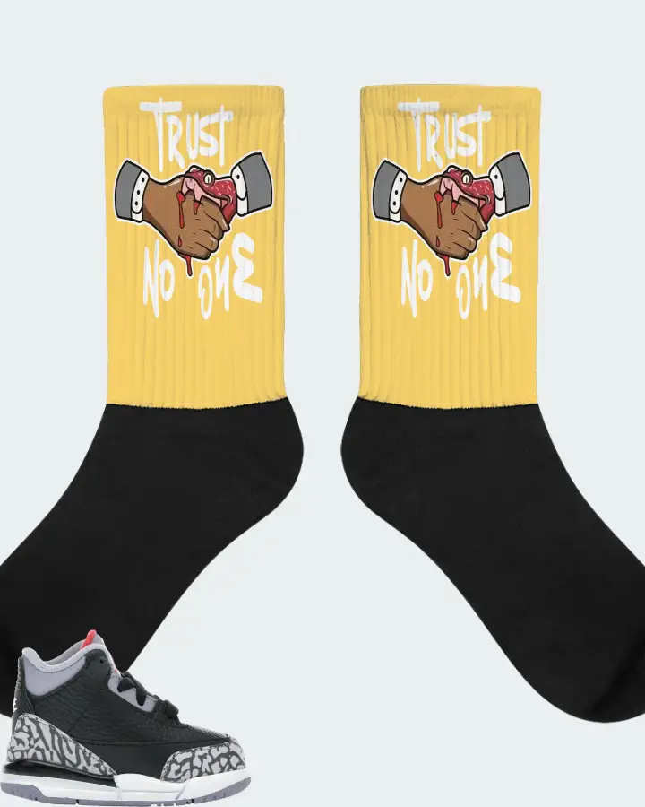 Jordan 3 Retro Sneaker Matching Yellow Socks - Trust No One