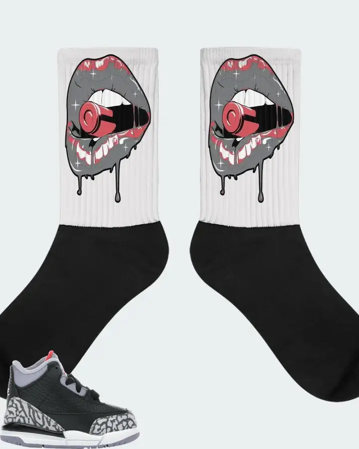 Jordan 3 Retro Sneaker Matching White Socks - Kiss of Death