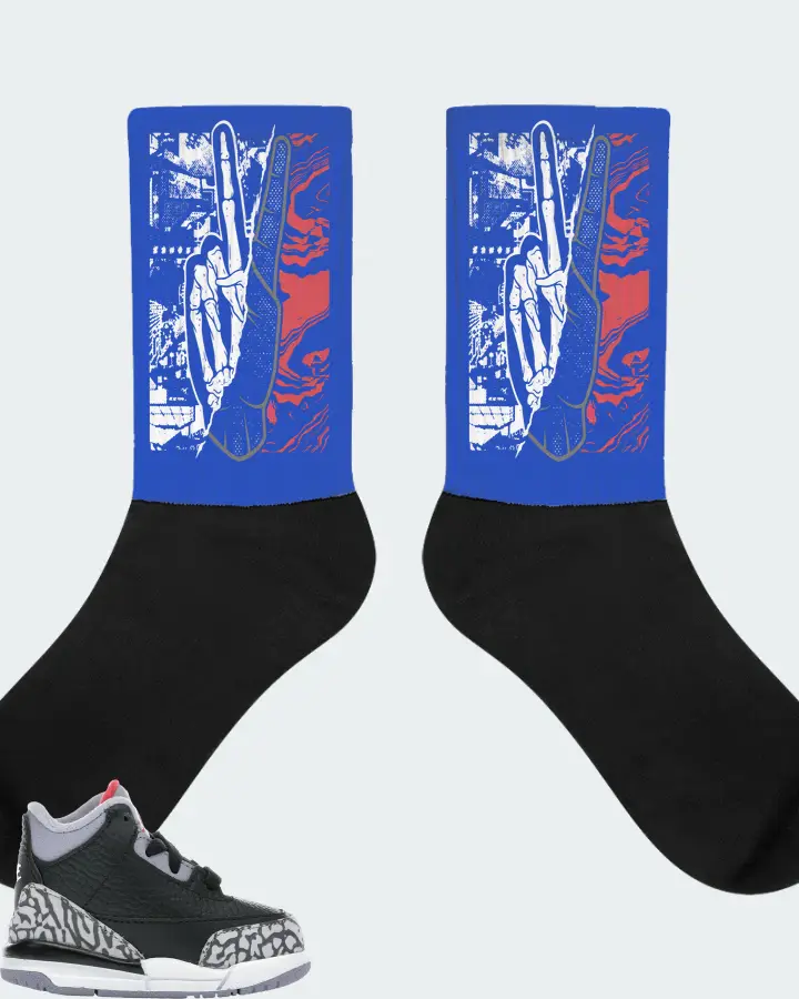 Jordan 3 Retro Sneaker Matching Royal Blue Socks - Peace of mind