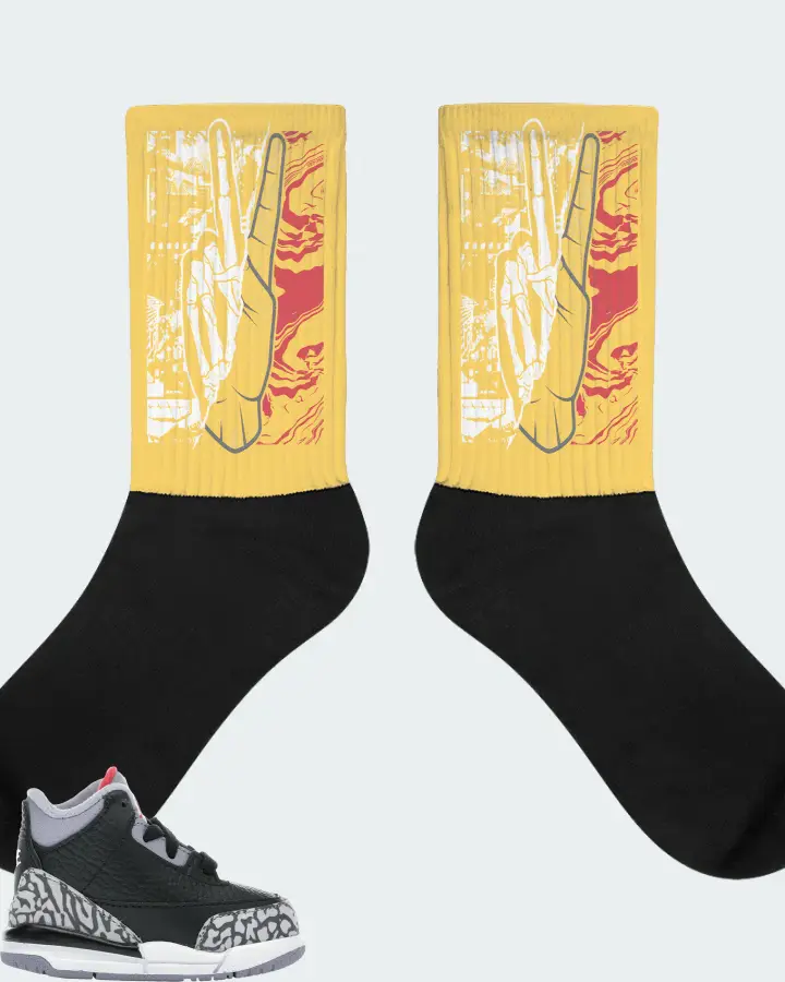 Jordan 3 Retro Sneaker Matching Yellow Socks - Peace of mind