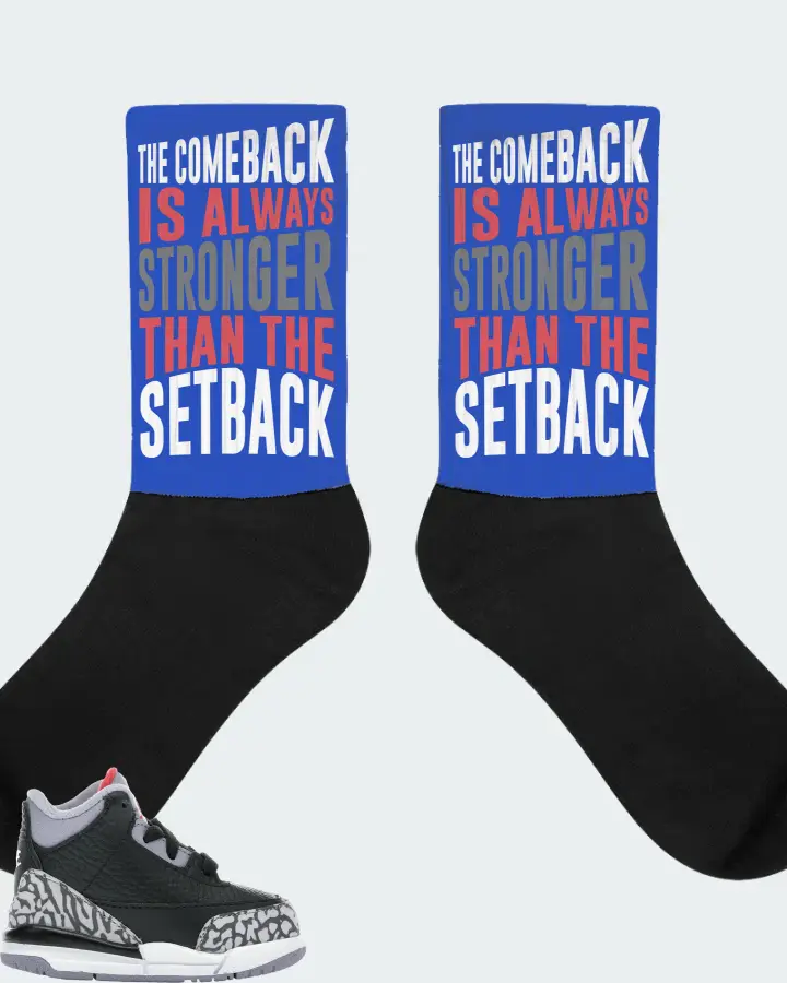 Jordan 3 Retro Sneaker Matching Royal Blue Socks - The Comeback