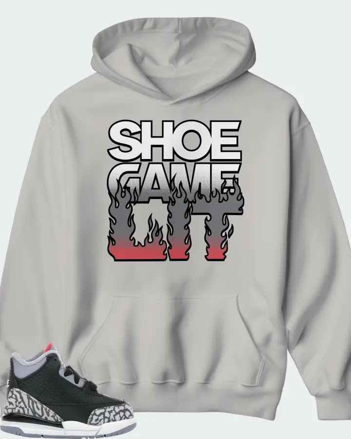 Jordan 3 Retro Sneaker Matching Grey Hoodie - Shoe Game Lit Refreshed
