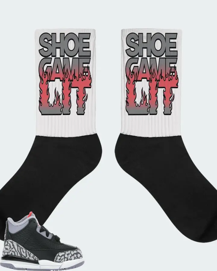 Jordan 3 Retro Sneaker Matching White Socks - Shoe Game Lit Refreshed