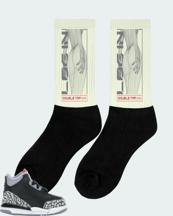 Jordan 3 Retro Sneaker Matching Citron Socks (LOGIN) - View 3