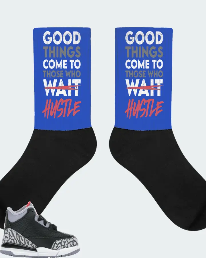 Jordan 3 Retro Sneaker Matching Royal Blue Socks - Good Things Come