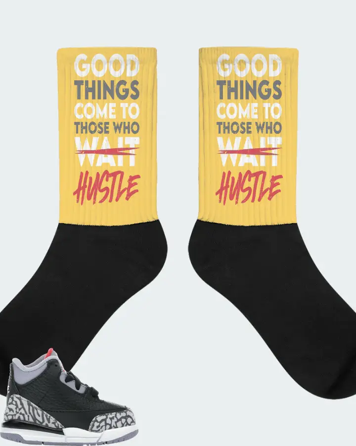 Jordan 3 Retro Sneaker Matching Yellow Socks - Good Things Come