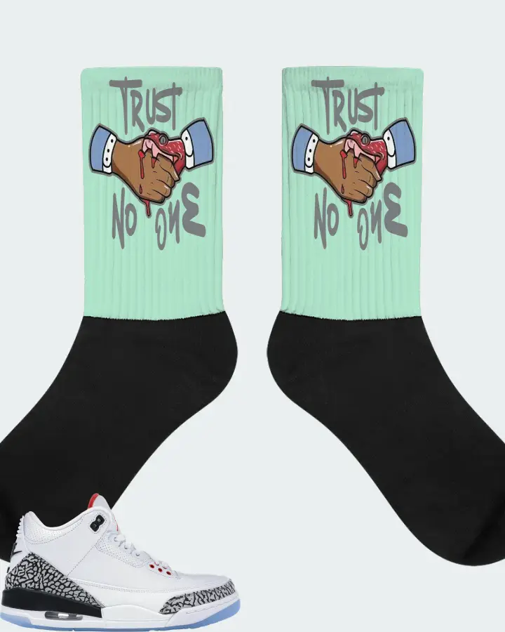 Jordan 3 Retro Sneaker Matching Mint Socks - Trust No One