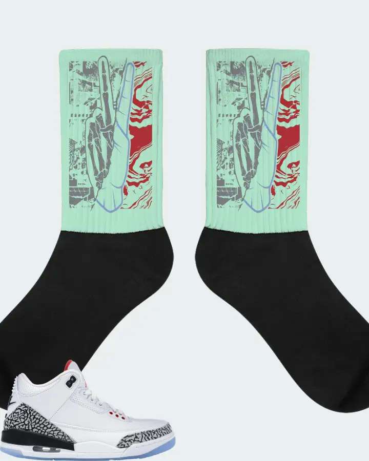 Jordan 3 Retro Sneaker Matching Mint Socks - Peace of mind