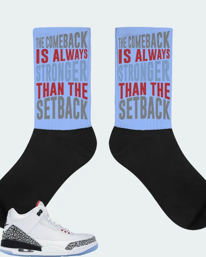 Jordan 3 Retro Sneaker Matching Carolina Blue Socks - The Comeback