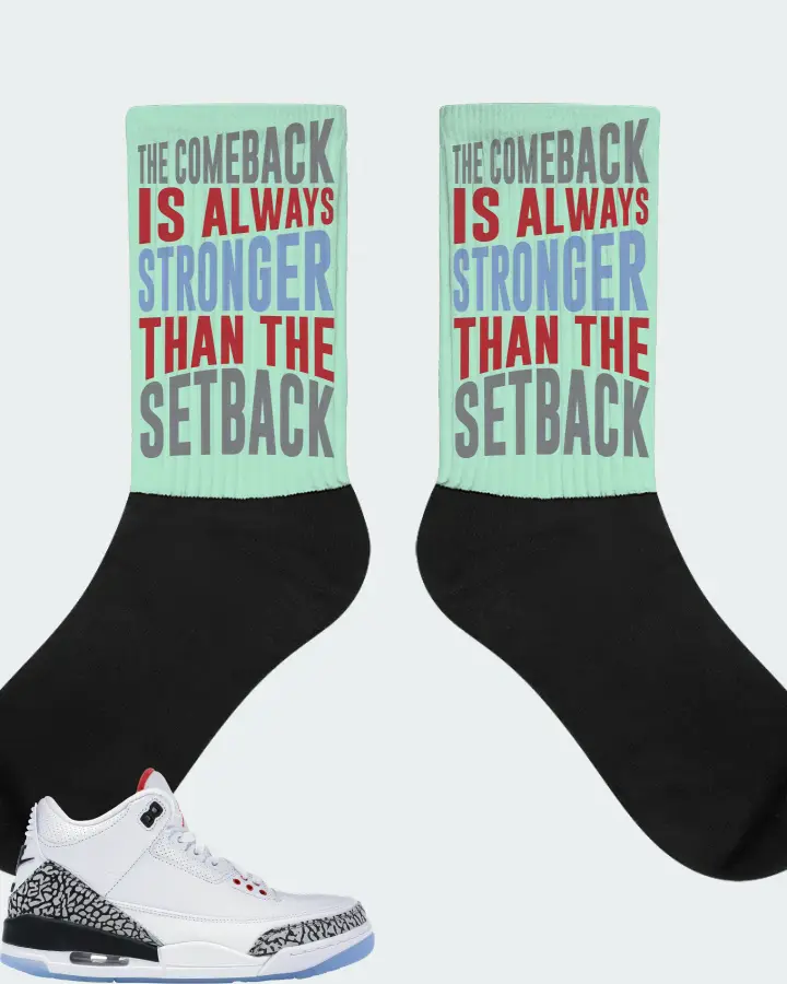 Jordan 3 Retro Sneaker Matching Mint Socks - The Comeback