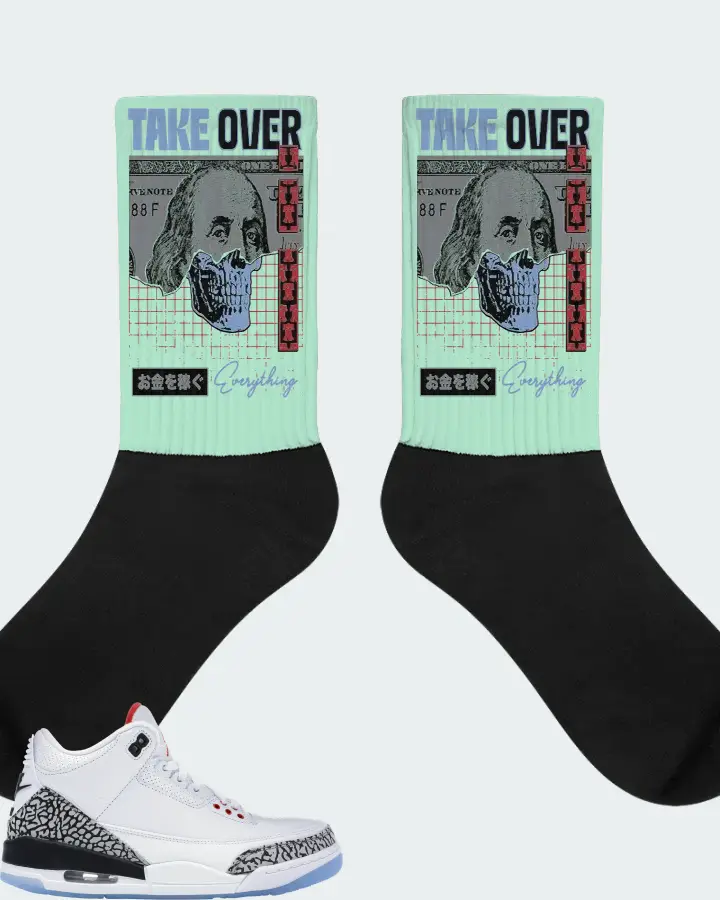 Jordan 3 Retro Sneaker Matching Mint Socks - Take Over