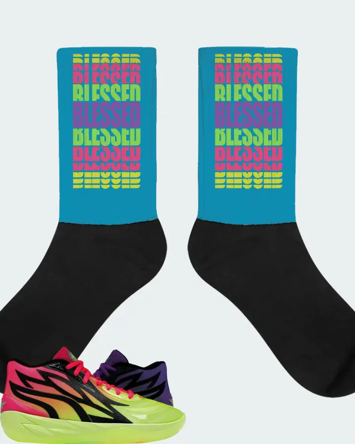 Puma LaMelo Ball MB.02 Sneaker Matching Aqua Socks - BLESSED Many Times