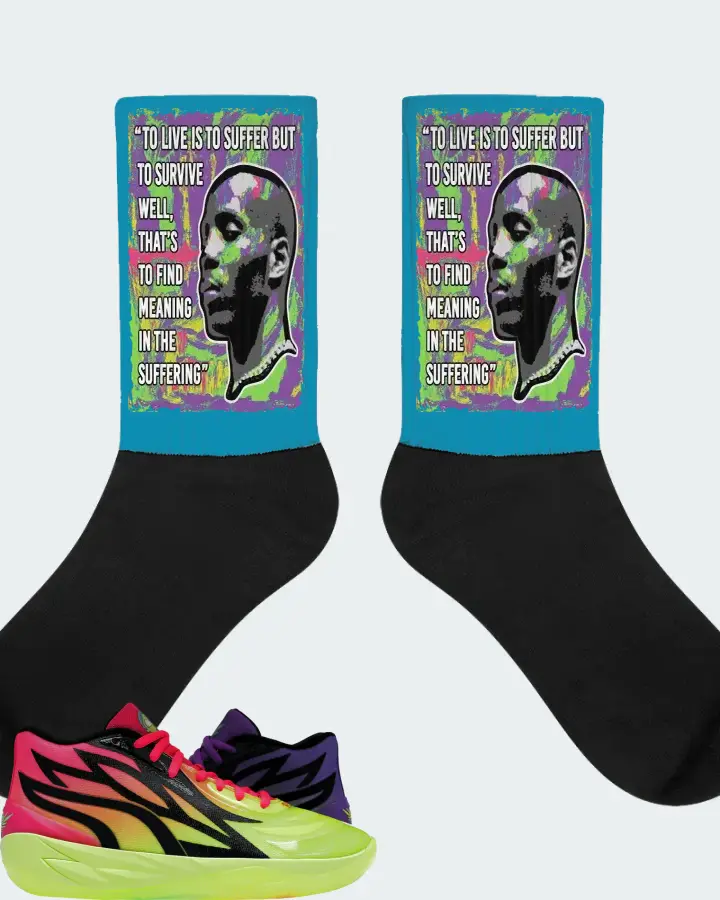 Puma LaMelo Ball MB.02 Sneaker Matching Aqua Socks - DMX Suffer Quote
