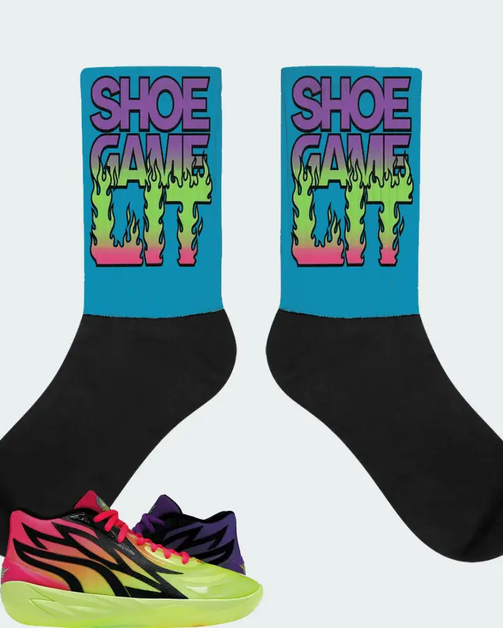 Puma LaMelo Ball MB.02 Sneaker Matching Aqua Socks - Shoe Game Lit Refreshed