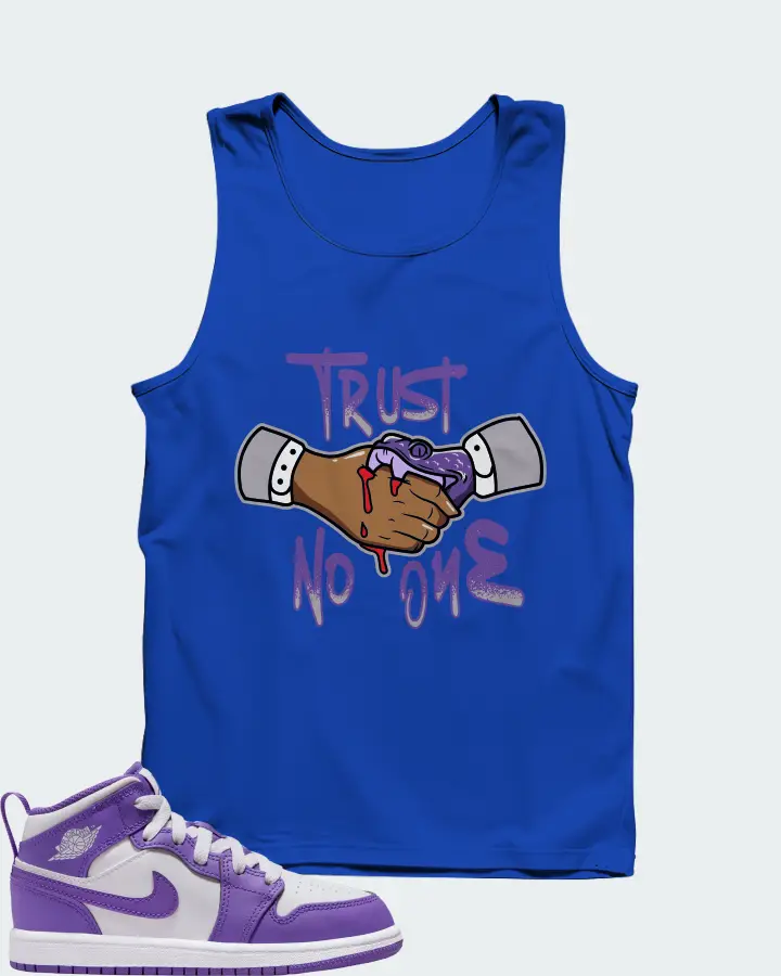 Jordan 1 Mid Sneaker Matching Royal Blue Tank Top - Trust No One