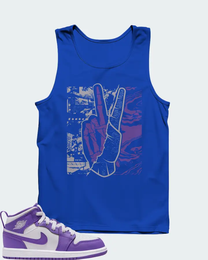 Jordan 1 Mid Sneaker Matching Royal Blue Tank Top - Peace of mind