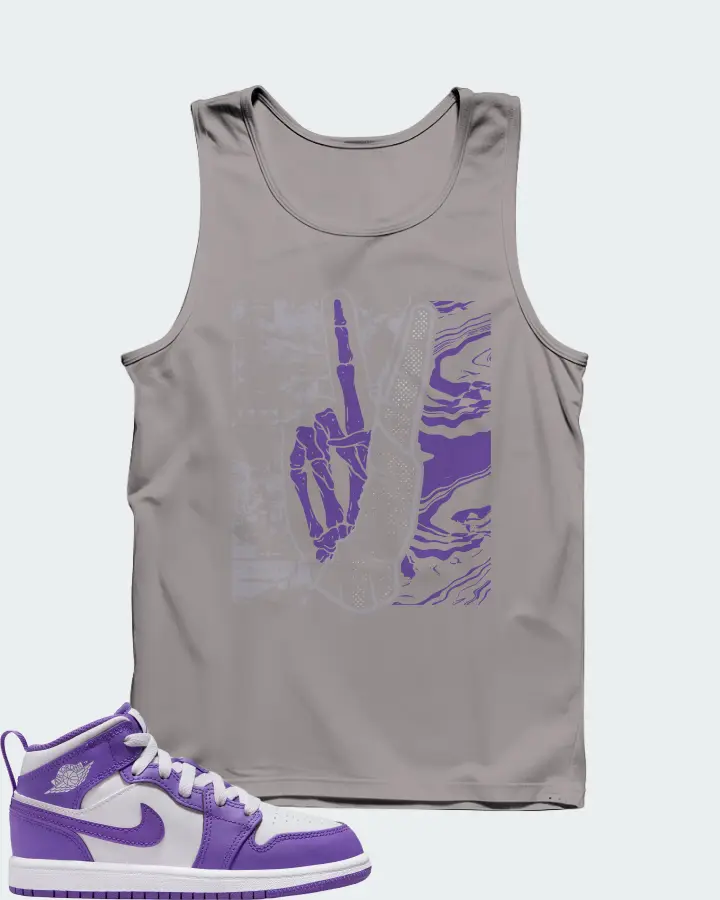 Jordan 1 Mid Sneaker Matching Grey Tank Top - Peace of mind