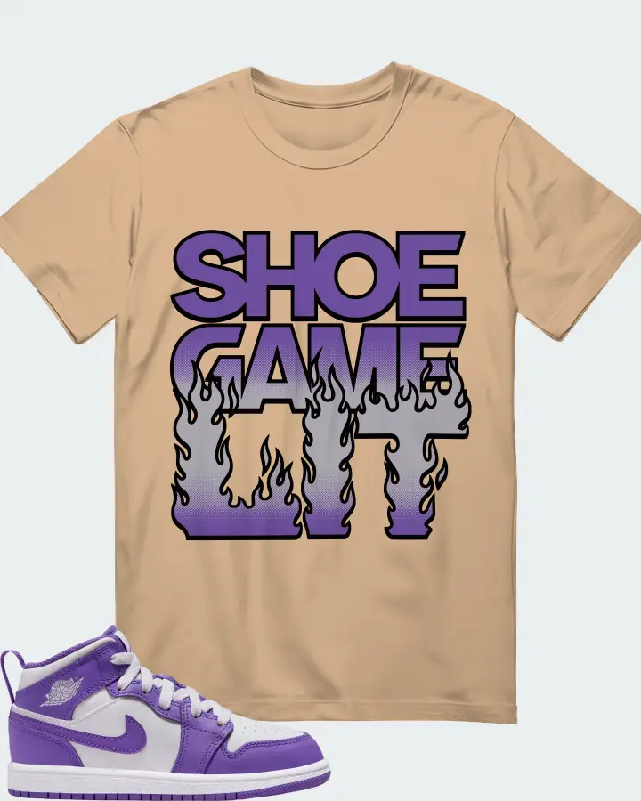 Jordan 1 Mid Sneaker Matching Cream T-Shirt - Shoe Game Lit Refreshed