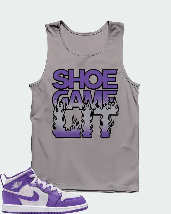Jordan 1 Mid Sneaker Matching Grey Tank Top - Shoe Game Lit Refreshed