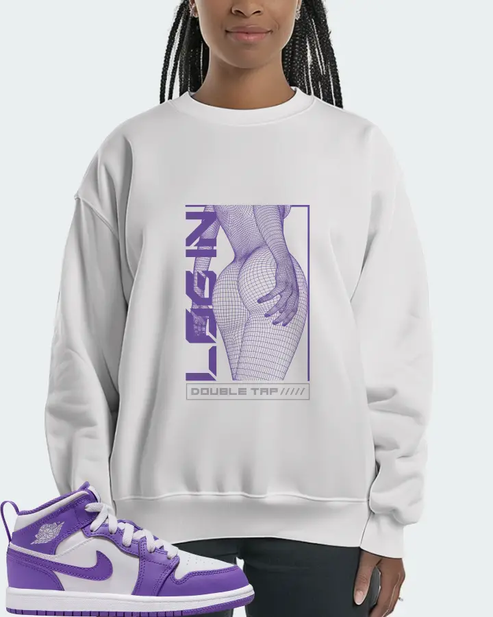 Jordan 1 Mid Sneaker Matching White Sweatshirt (LOGIN) - View 3
