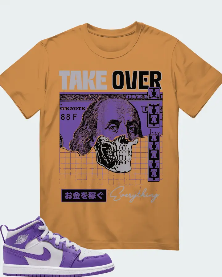 Jordan 1 Mid Sneaker Matching Toast T-Shirt - Take Over