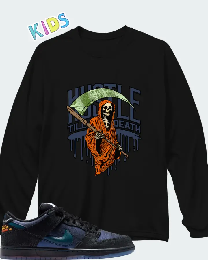 Bluetile Skateshop x Nike SB Dunk Low Monarch Matching Kid's Long Sleeve T-Shirt