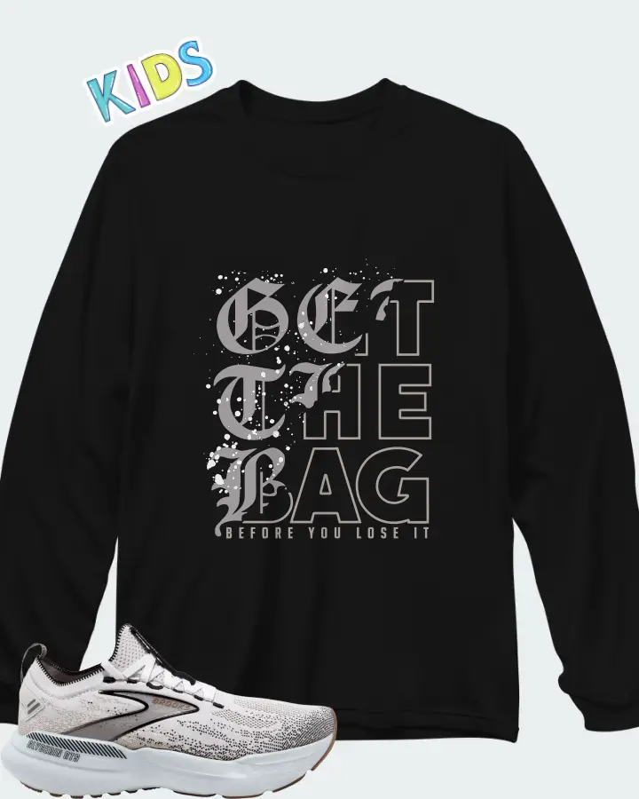 Brooks Glycerin StealthFit GTS 21 White Grey Black Matching Kid's Long Sleeve T-Shirt