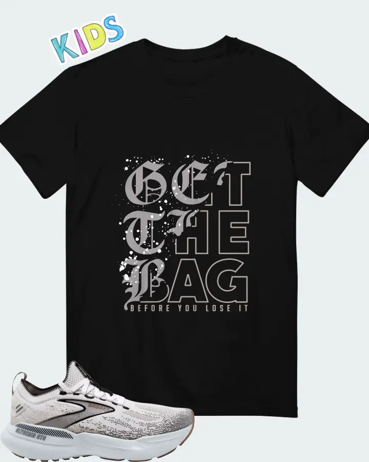 Brooks Glycerin StealthFit GTS 21 White Grey Black Matching Kid's T-Shirt