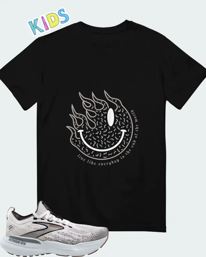 Brooks Glycerin StealthFit GTS 21 White Grey Black Matching Kid's T-Shirt