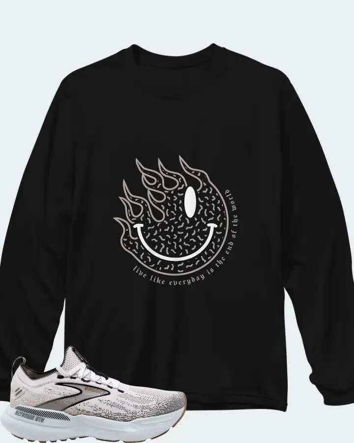 Brooks Glycerin StealthFit GTS 21 White Grey Black Matching Long Sleeve T-Shirt