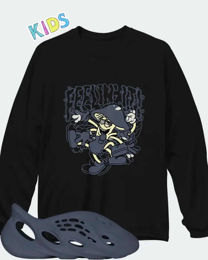 Yeezy Foam Runner Mineral Blue Matching Kid's Long Sleeve T-Shirt