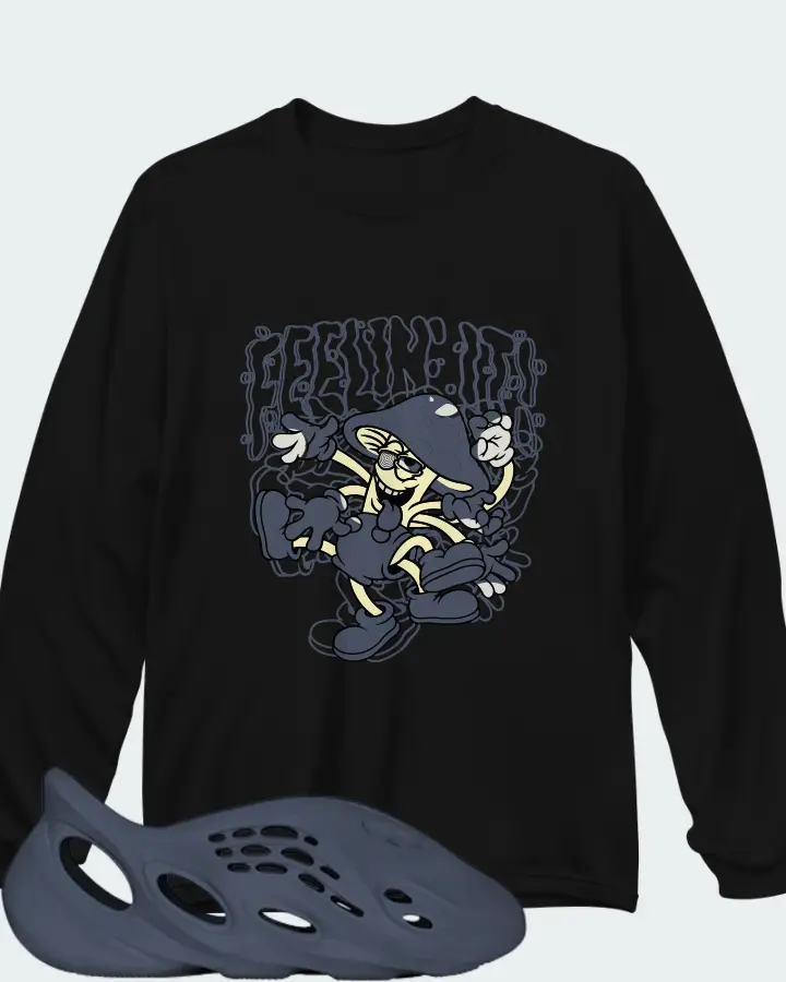 Yeezy Foam Runner Mineral Blue Matching Long Sleeve T-Shirt