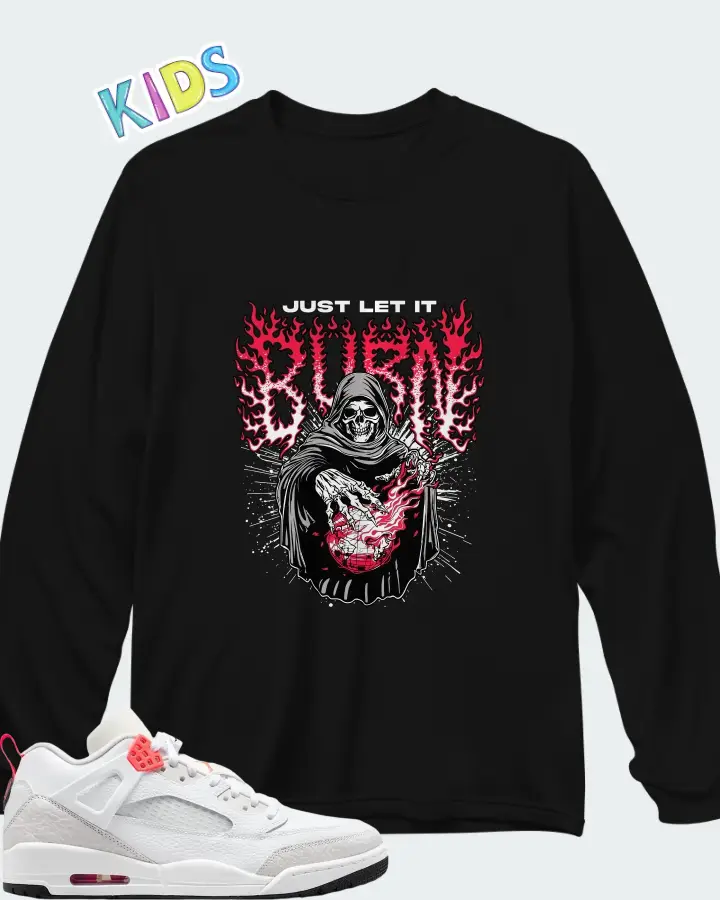 Air Jordan Spizike Low White Vast Grey Matching Kid's Long Sleeve T-Shirt