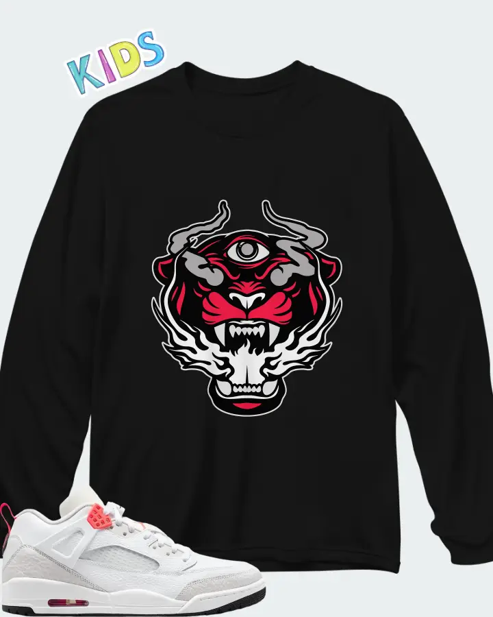 Air Jordan Spizike Low White Vast Grey Matching Kid's Long Sleeve T-Shirt