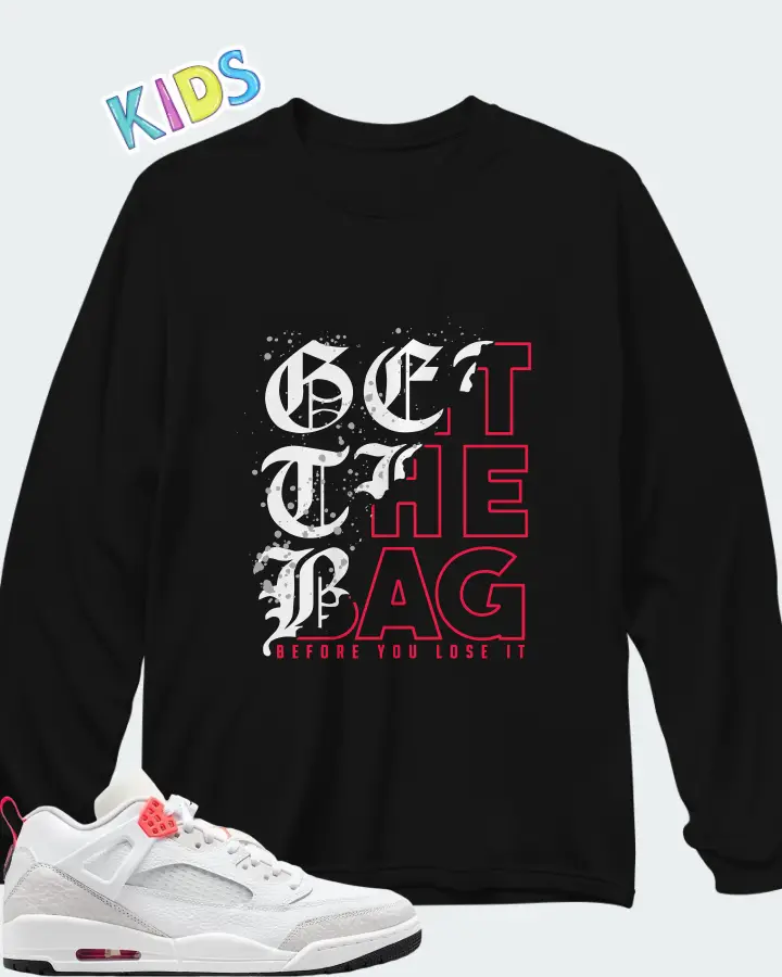 Air Jordan Spizike Low White Vast Grey Matching Kid's Long Sleeve T-Shirt