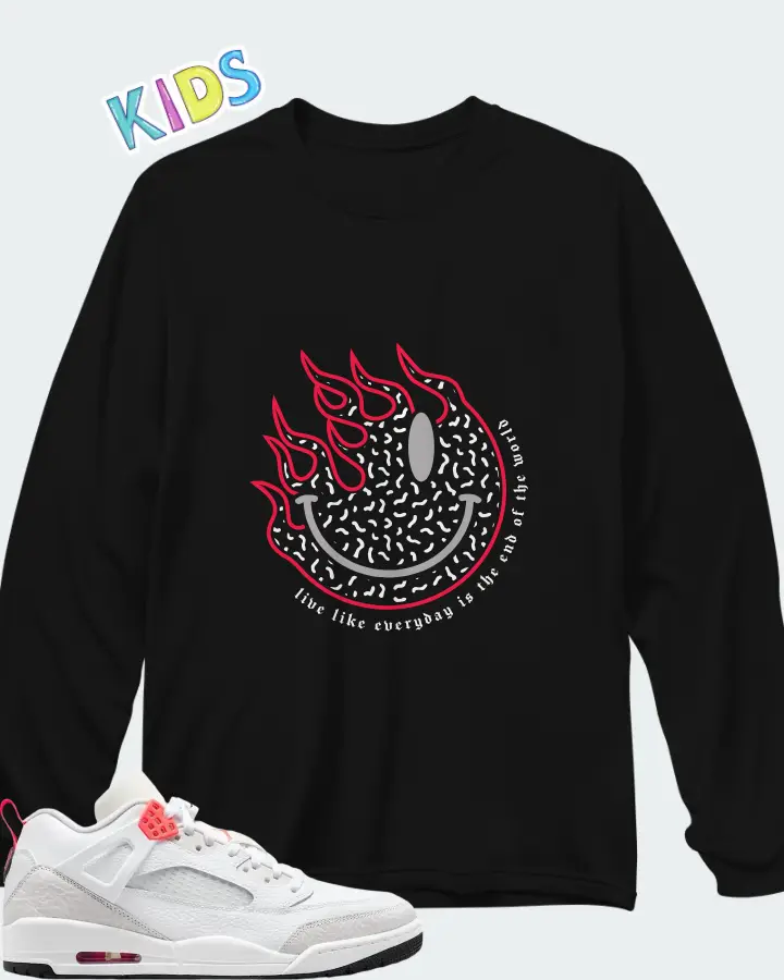 Air Jordan Spizike Low White Vast Grey Matching Kid's Long Sleeve T-Shirt