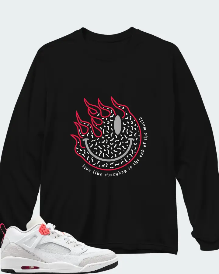 Air Jordan Spizike Low White Vast Grey Matching Long Sleeve T-Shirt