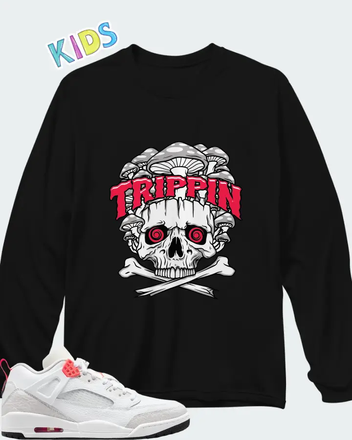 Air Jordan Spizike Low White Vast Grey Matching Kid's Long Sleeve T-Shirt