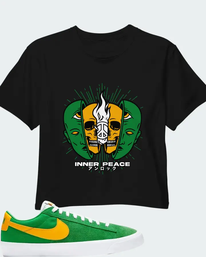 Nike Zoom Blazer Low Pro GT SB Lucky Green Gold Matching Crop Top